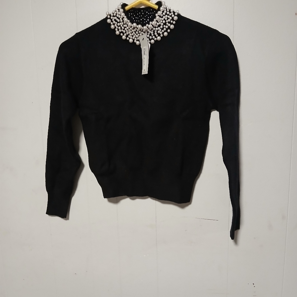 River island ladies black sweater. Size 8 petite. Sequins around neck. - Picture 2 of 15
